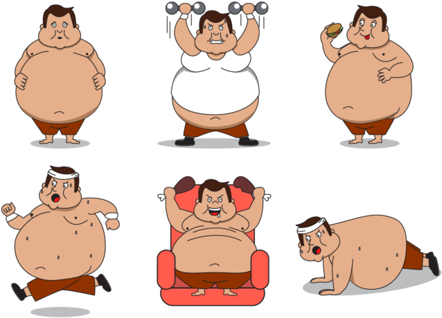 Fat Guy Character Vector - Fat Man Png Cartoon (700x490)