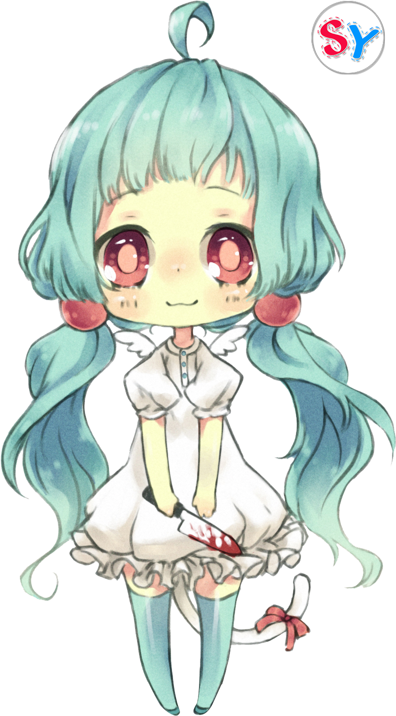 Ninapon Render Blue Hair Anime Girl Chibi By Seikiyukine - Chibi Anime Girl Render (953x1616)