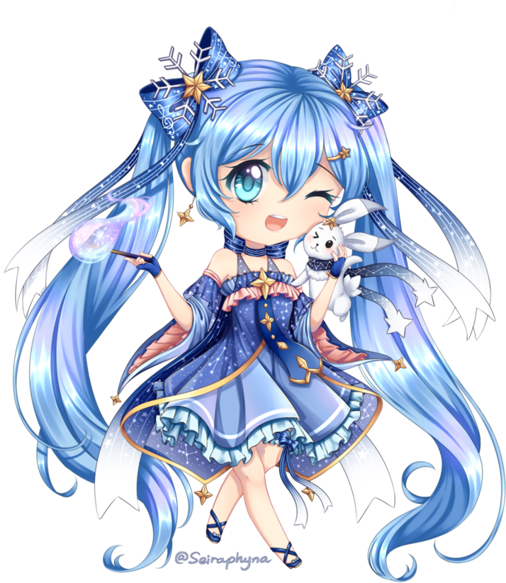 Chibi Winter Miku 2017 By Seiraphyna - Miku Chibi (894x894)