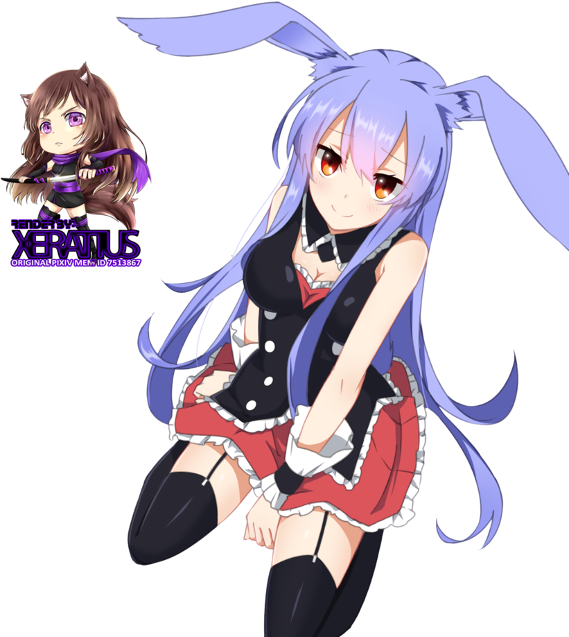 Kuro Usagi Render - Blue Haired Render Anime Girl (820x974)