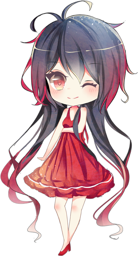 Anime Girl With Black Hair And Blue Highlights For - Anime Manga Chibi (509x864)