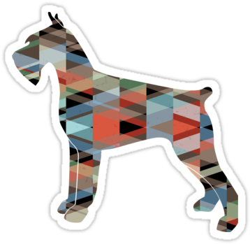 Giant Schnauzer Dog Colorful Geometric Pattern Silhouette - Schnauzer (375x360)
