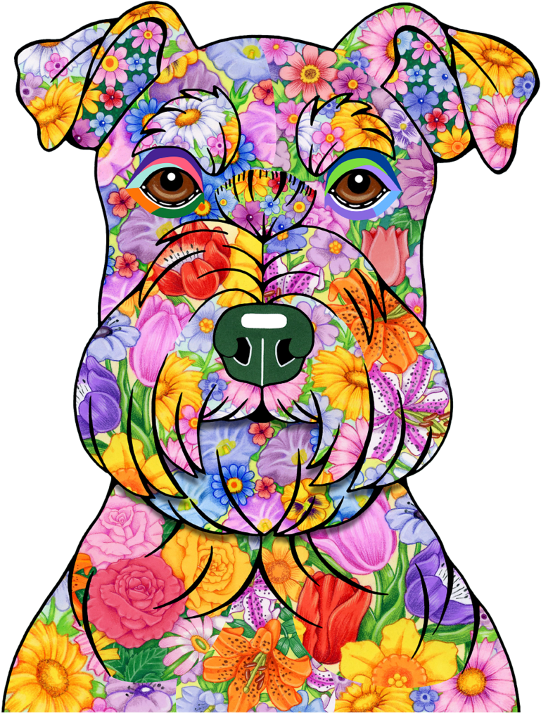 Flower Art Schnauzer Sneaker - Schnauzer Uncropped - Best Of Breed Flowers Design (773x1024)