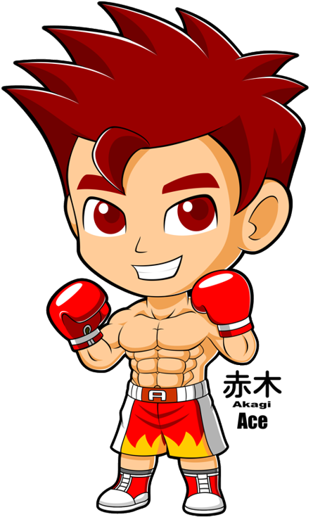 Muscular Chibi Boxer - Boxer Cartoon Png (460x800)