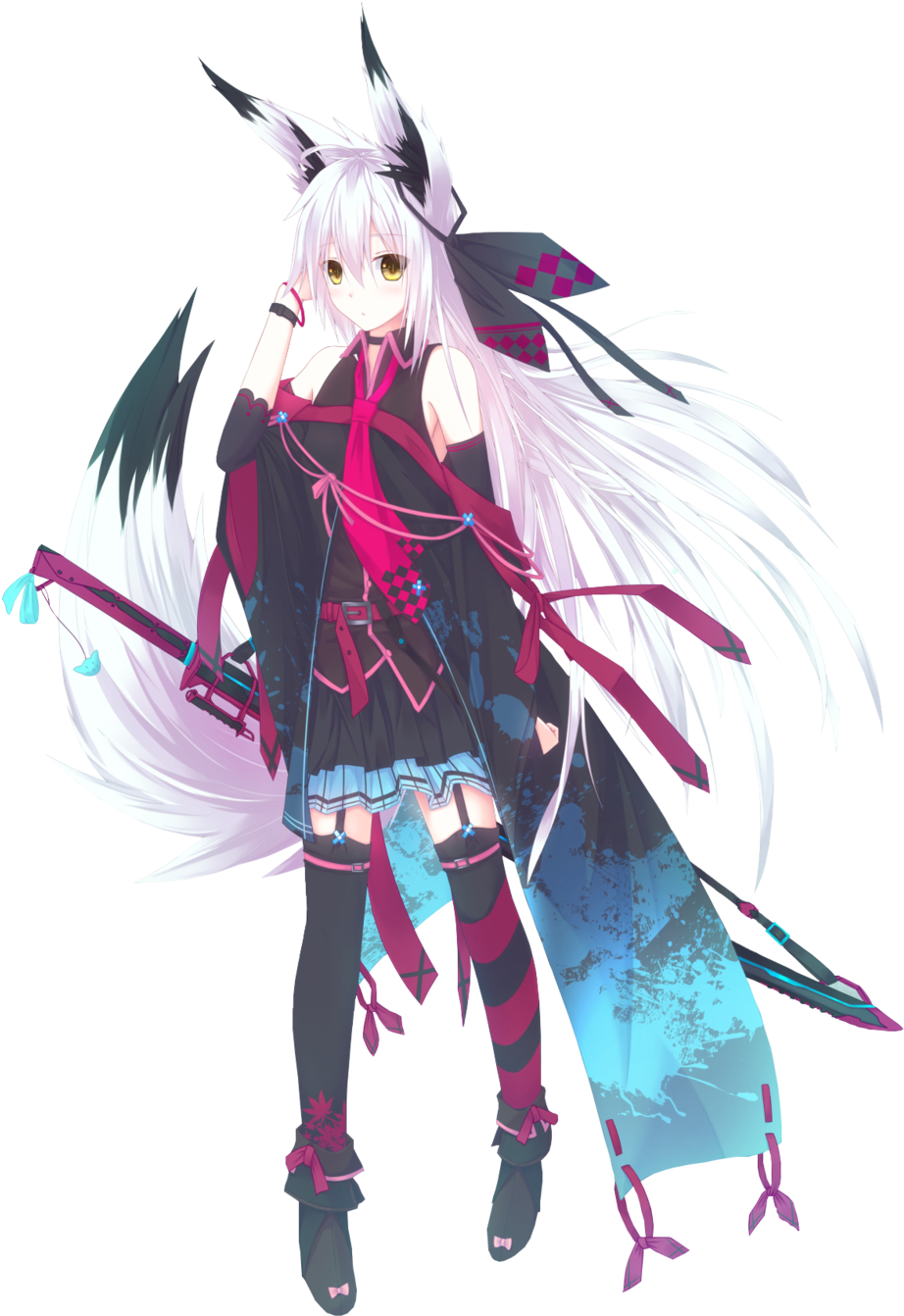 Znalezione Obrazy Dla Zapytania Blue Hair Anime Fox - Anime Girl Samurai Render (1024x1363)