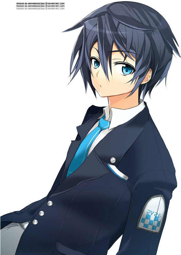 Anime male black hair blue eyes