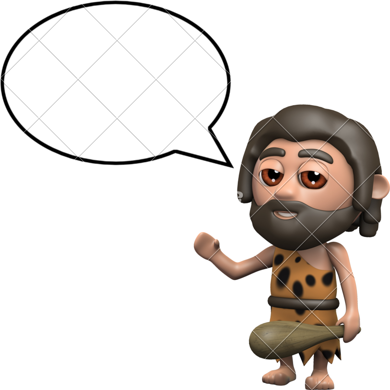 3d Caveman With Empty Speech Balloon - Caveman Car (800x800)