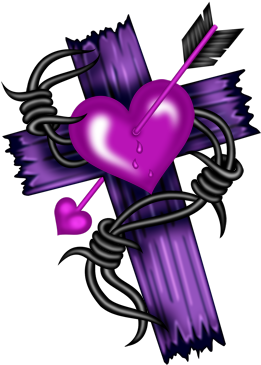 Purple Cross Pink Heart - Purple Crosses (328x400)