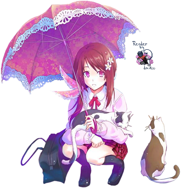 Anime Girl With Umbrella (621x645)