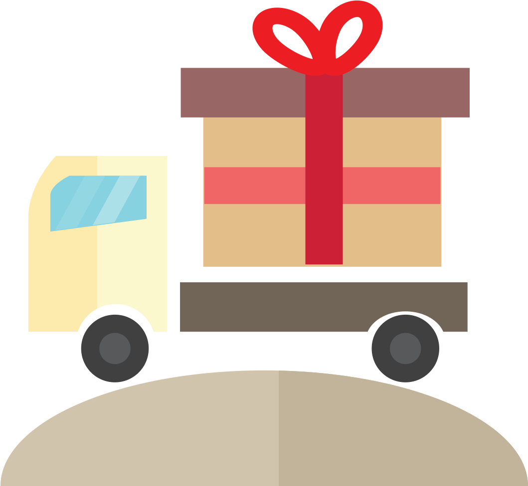 Vector Illustration Flat Delivery Truck Gifts - Illustration (1200x975)