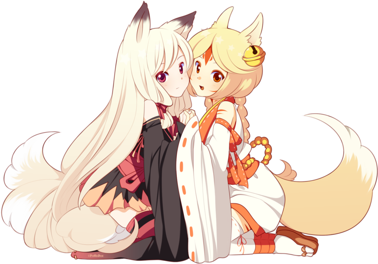 Kitsune Pair By Poffinbox - Kitsune Neko (800x545)
