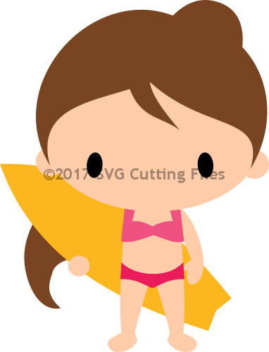 #pp-3156 Chibi Surfer Girl - Cartoon (382x500)