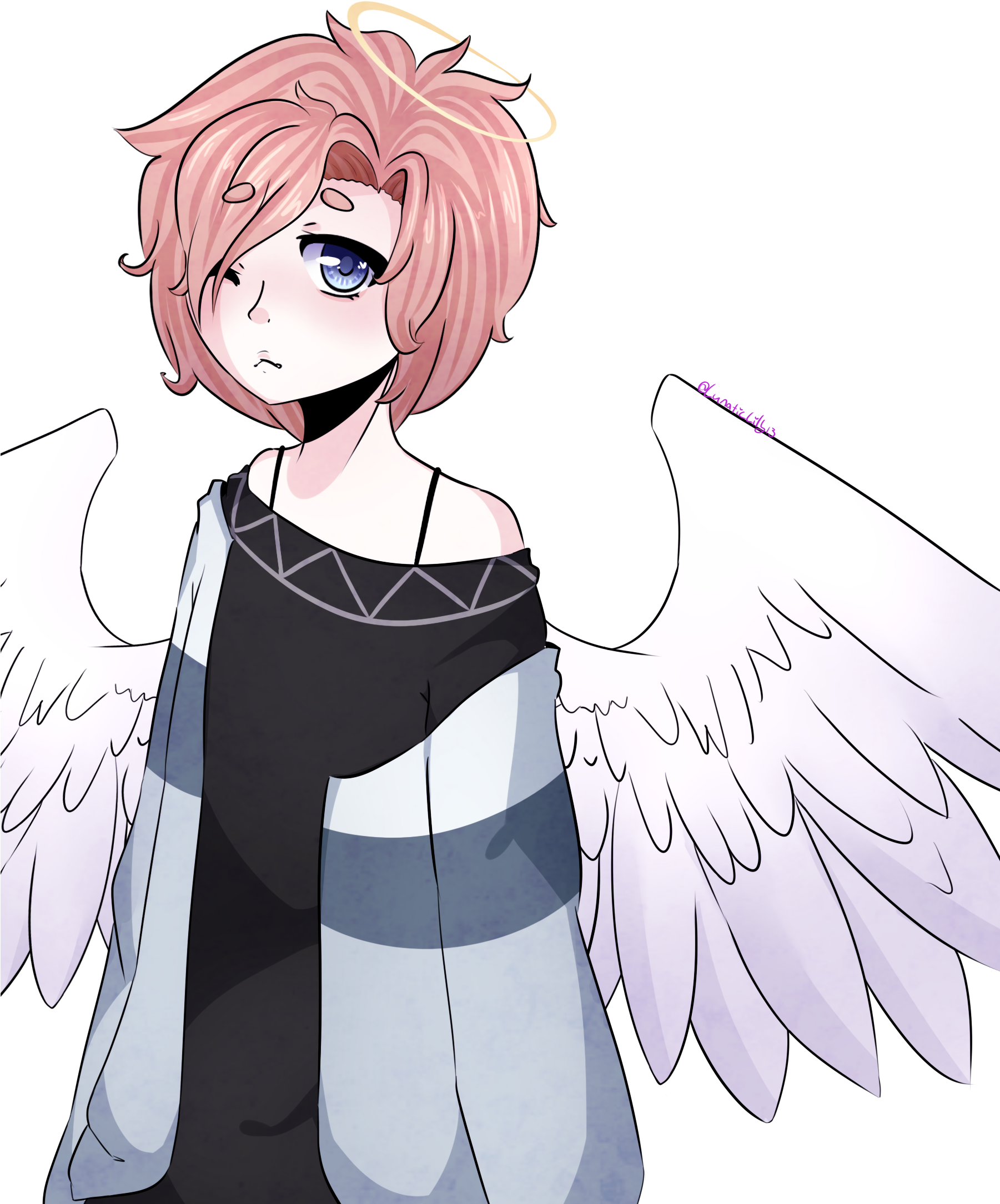 Angel Boy By Lunaticlily13 - Anime Boy With Angel Wings - (1800x2400) Png  Clipart Download, image size:1801x2169