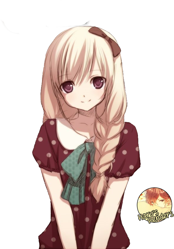 Blonde Anime Girl Render By Harurenders On Deviantart - Anime Cute Girl Png (605x855)
