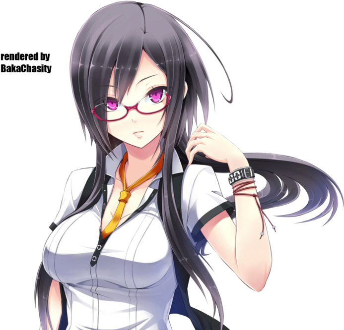 Another Random Anime Girl Render By Bakachasity On - Beautiful Black Hair Girl Anime (900x675)