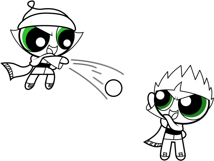 Bc X Butch-snowball Fight 1/2 - Cartoon (900x683)