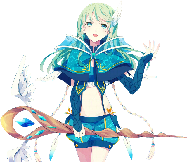 Magician Girl Render - Anime Girl With Green Hair Render (1000x587)