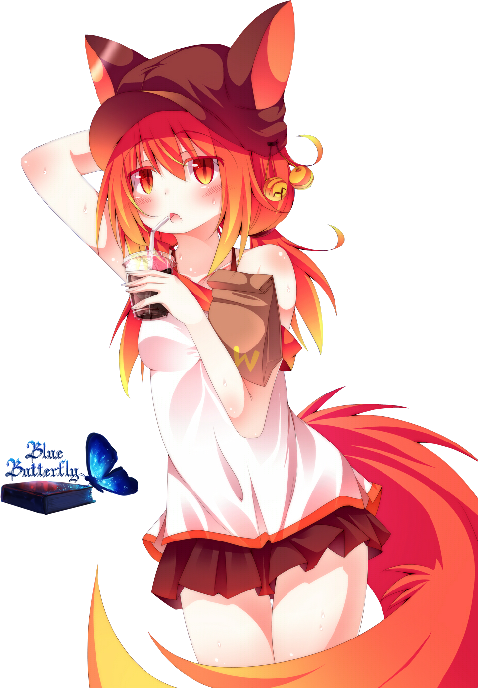 #8 Anime Fox Girl Render By Butterfly Blue B On Deviantart - Red Fox Anime Girl (1000x1414)