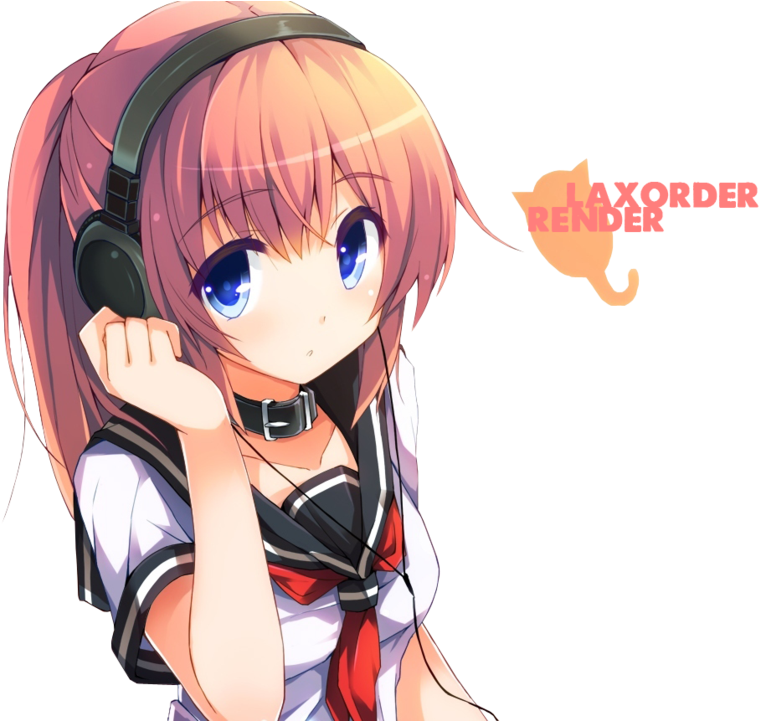 Headphones-girl By Laxorder On Deviantart - Cartoon (900x720)