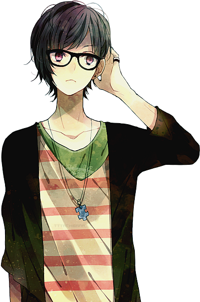 Anime, Boy, And Glasses Image - Anime Boy Transparent Background -  (500x600) Png Clipart Download