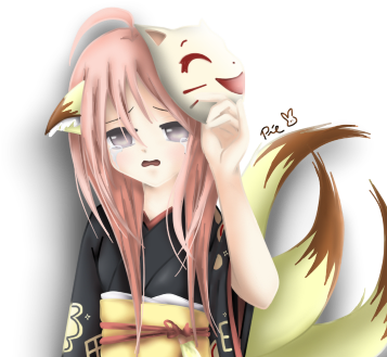 Nine Tail Fox Girl Anime By Piepienyo - Anime Girls With Tails (356x355)