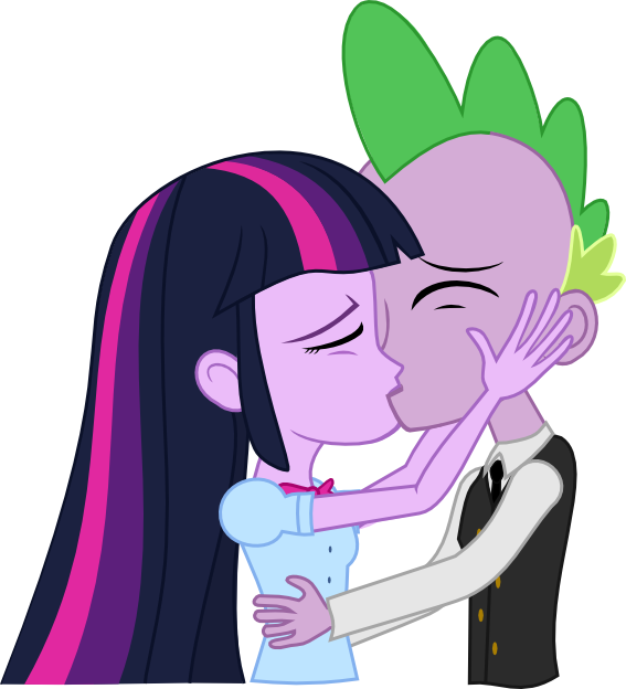 My Little Pony Twilight Sparkle And Spike Kiss - Mlp Equestria Girls Spike Human (567x624)