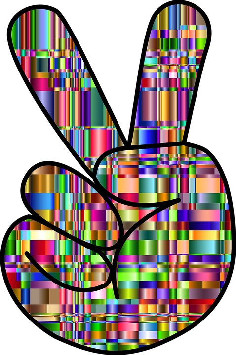 Colorful, Prismatic, Chromatic, Checkered, Rainbow - Colorful Hand Peace Signs (478x720)