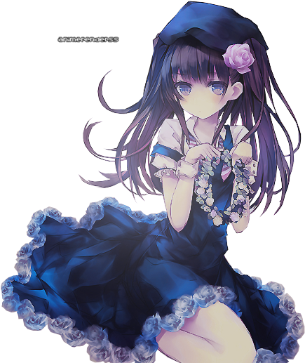 Anime Girl Dark Blue Render (500x520)