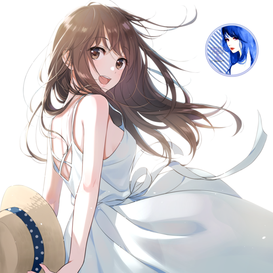 Explore Kawaii Art, Kawaii Anime And More Girl Render - Anime Girl Dress On Beach (894x894)