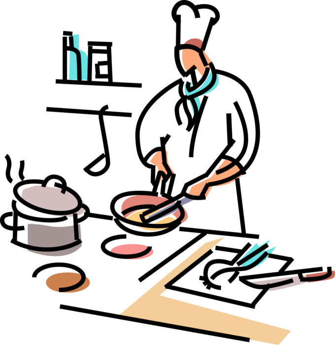 Chief Clipart Line Cook - Chef Preparing Food (680x700)