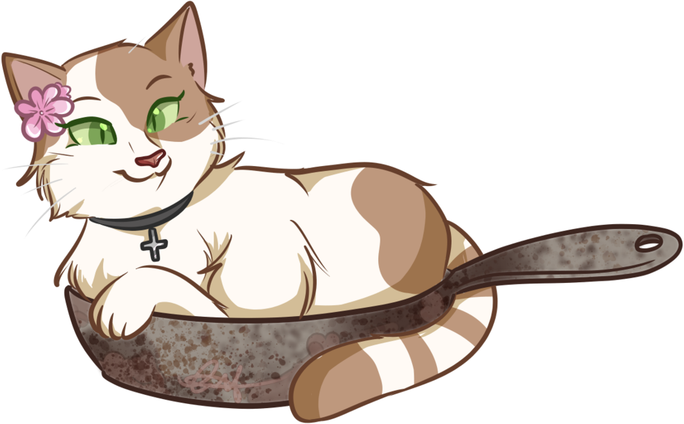 Kitty In A Frying Pan By Smartasticalart - Cartoon (1024x700)
