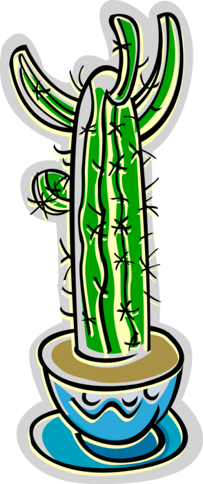 Vector Illustration Of Desert Vegetation Succulent - Saguaro (294x700)