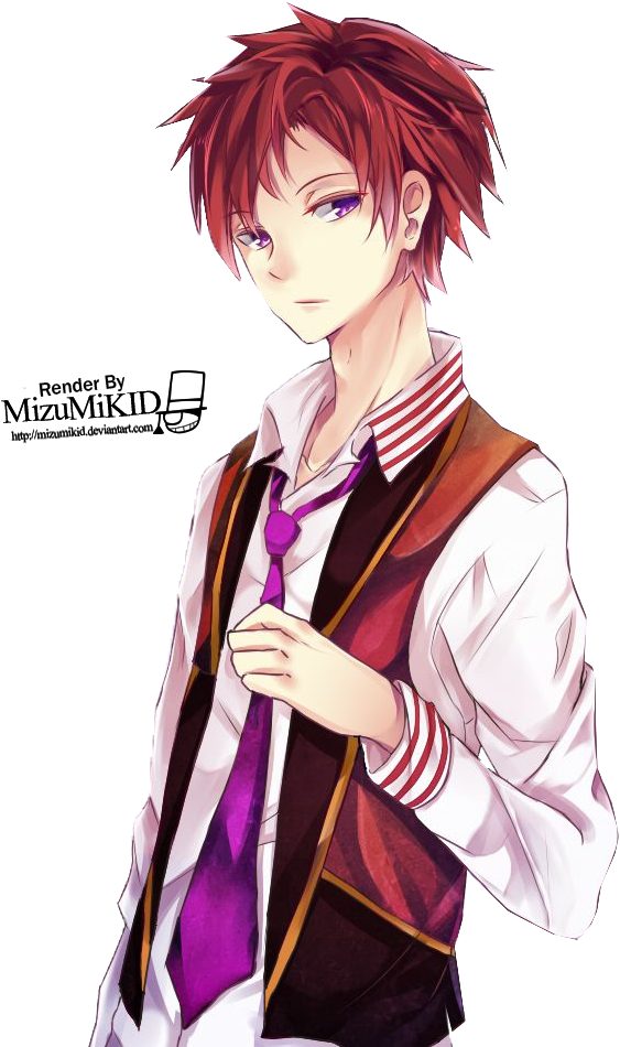 Render Anime Boy By Grace-mk - Anime Red Png Boy (635x955)