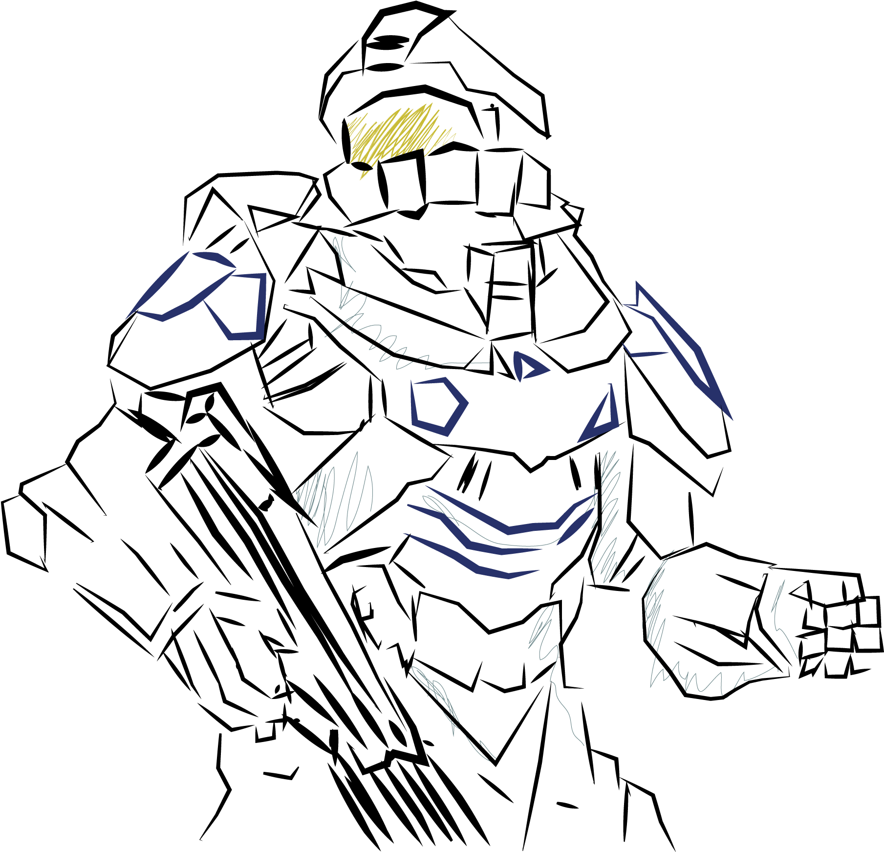 Halo Master Chief Drawing At Getdrawings Com Free For - Halo 5 Spartan Locke Drawing (2000x1983)