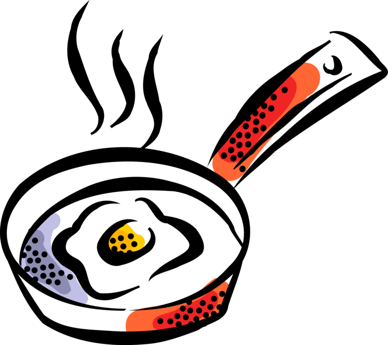 Vector Illustration Of Fried Egg Cooked In Kitchen - Vector Illustration Of Fried Egg Cooked In Kitchen (787x700)