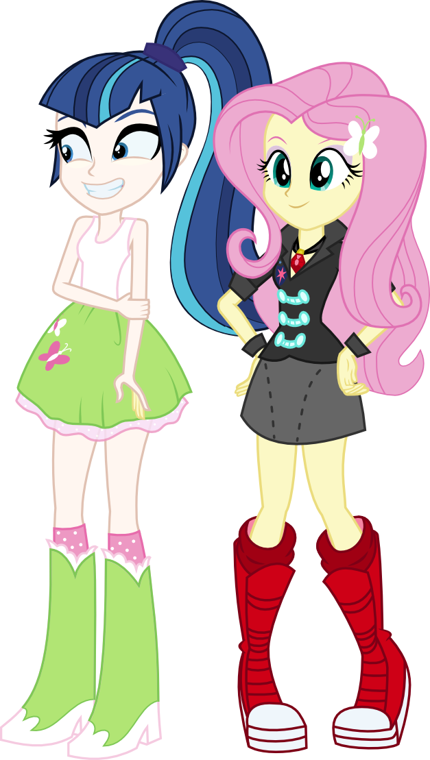 Gleaming Shield Fluttershy Clothes Swap By Alkonium - Sonata Dusk And Fluttershy (627x1109)