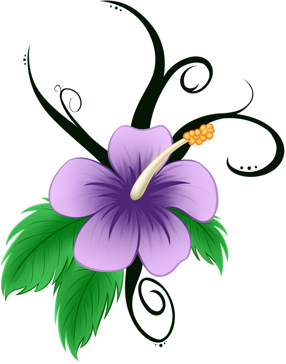 Hawaiian Flower Clip Art Pin Hibiscus Remixed Free - Hibiscus Flower In Cartoon (1024x1253)