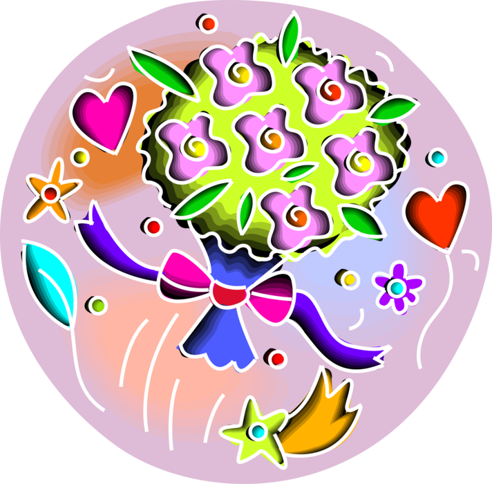 Vector Illustration Of Wedding Bridal Bouquet Flower - Heart (712x700)