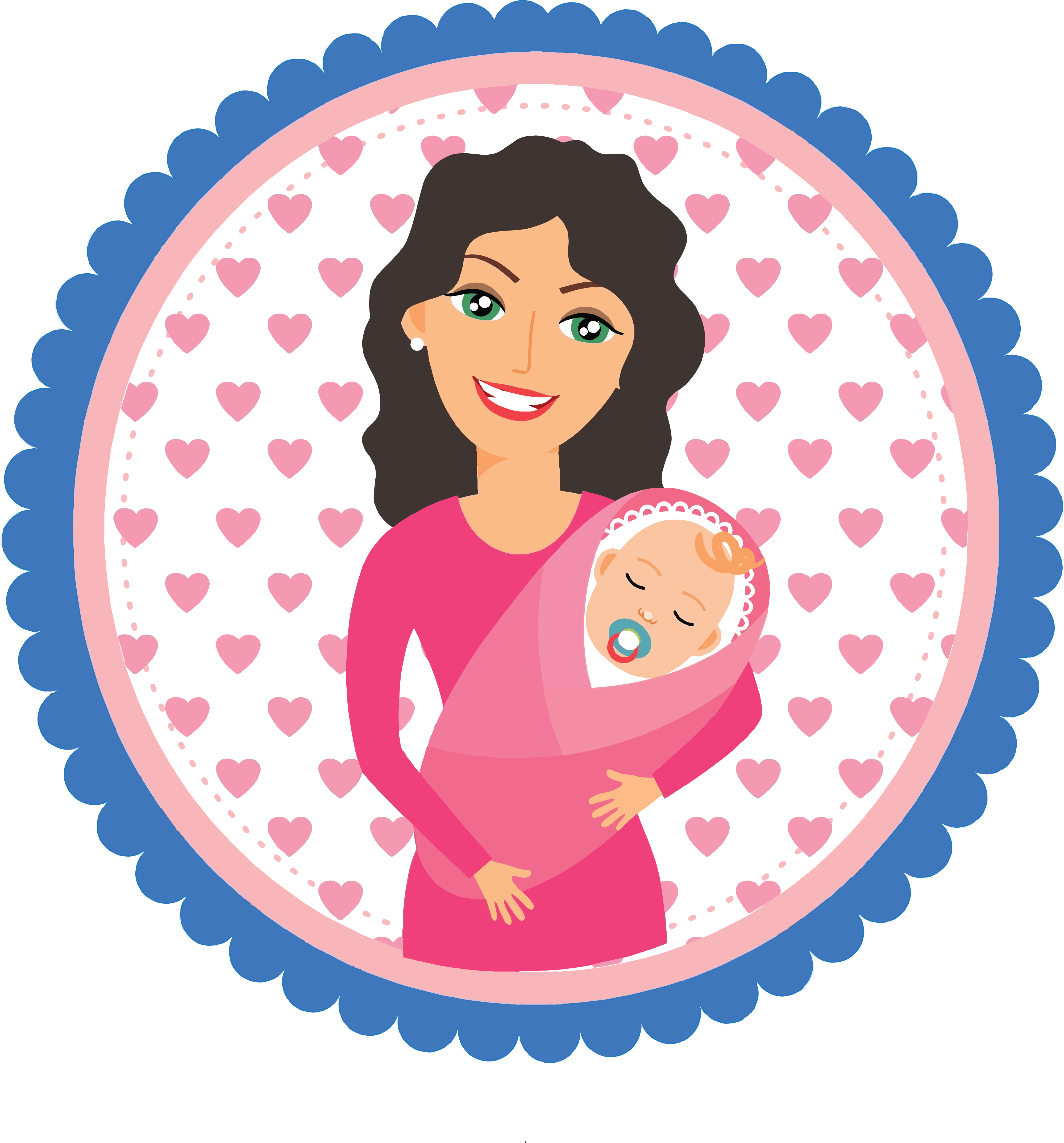 Free Clipart Of A Happy Mom Holding Her Baby In A Circle - Mom And Baby Png...