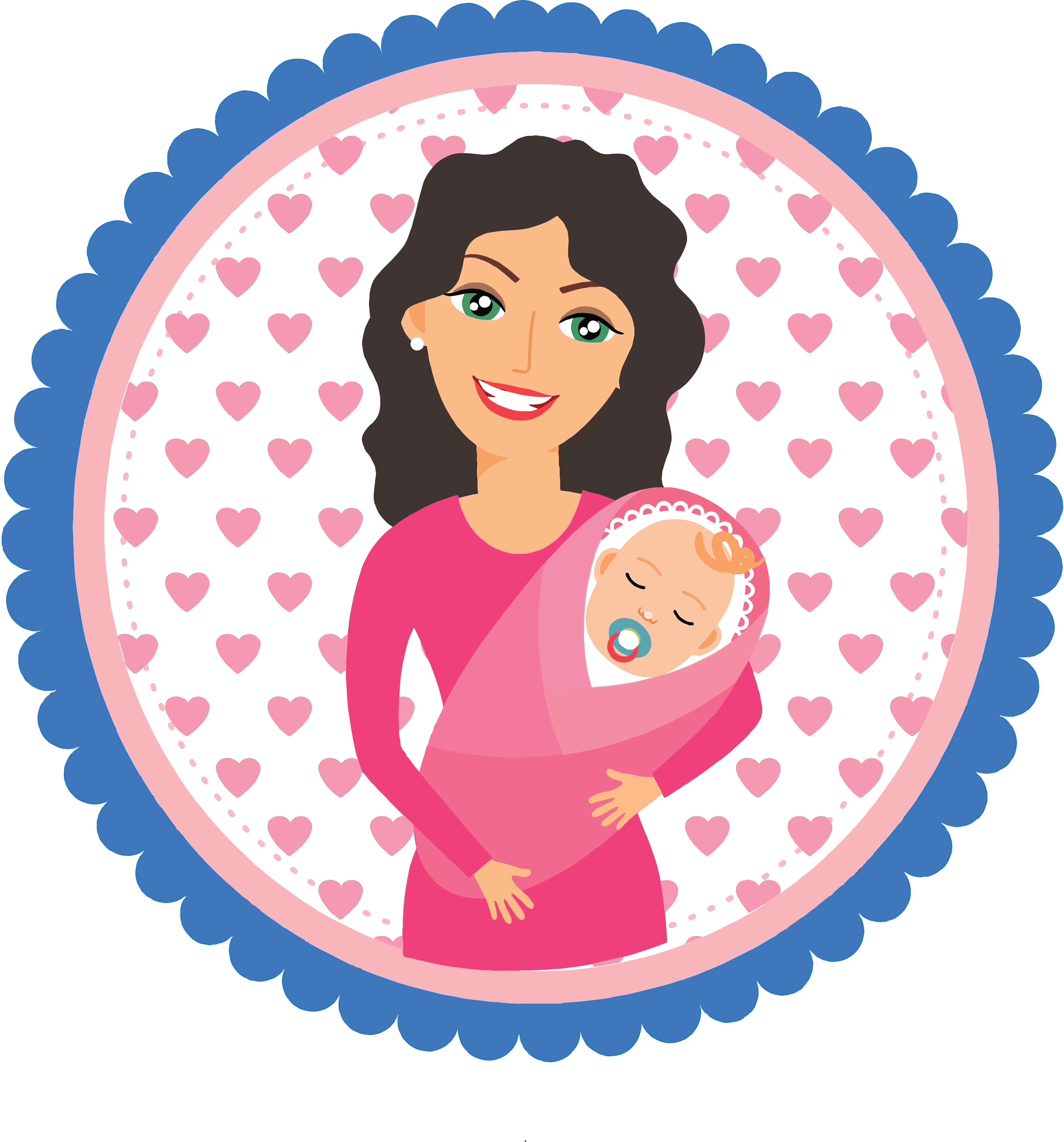 Free Clipart Of A Happy Mom Holding Her Baby In A Circle - Mom And Baby Png (4000x4294)