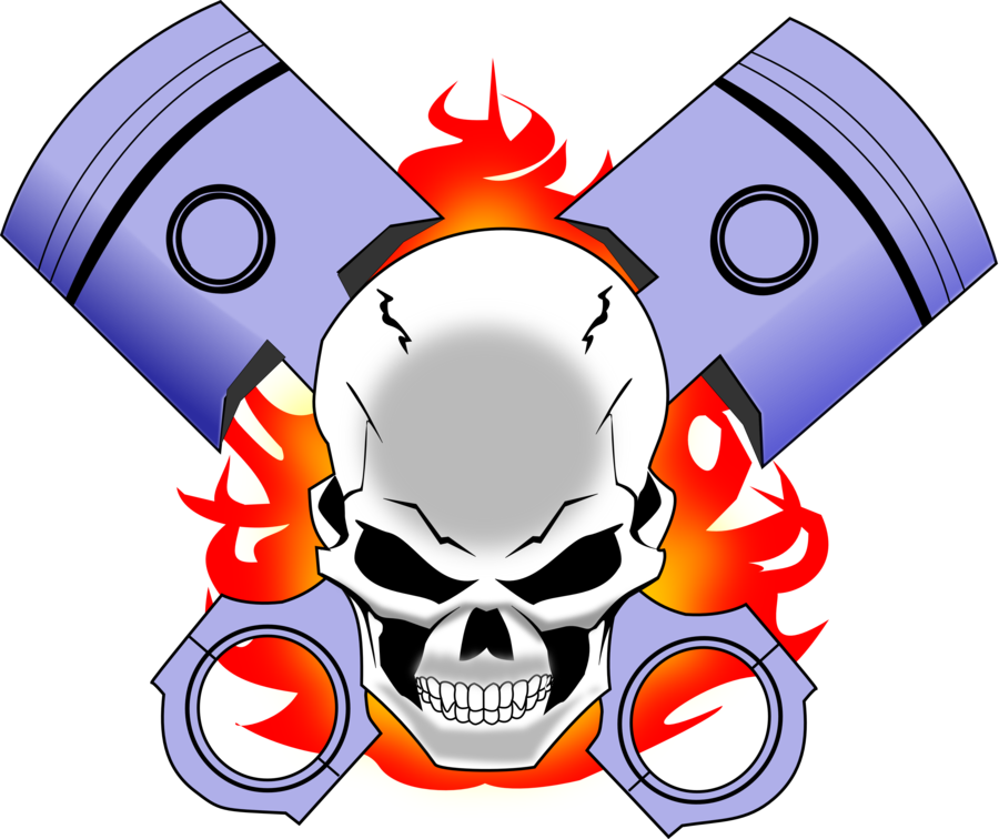 Skull And Pistons Ii By Ed-borges - Skull (900x756)