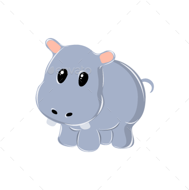12 Cute Animals Set - Hippopotamus (400x400)