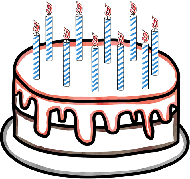 Birthday Cake Candle Clip Art - Birthday Cake With 10 Candles Clipart (700x700)