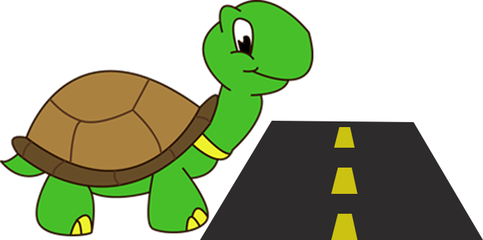 Help A Turtle Get Out Of The Road And On Its Way - Cartoon Turtle Crossing Road (681x338)