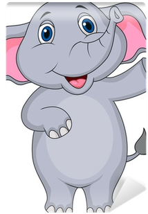 Cute Elephant Cartoon Waving Hand Wall Mural • Pixers® - Elephant Waving (400x400)