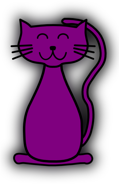 Hot Dog Clipart Black And White Purple Cat Clip - Mor Kedi (420x598)