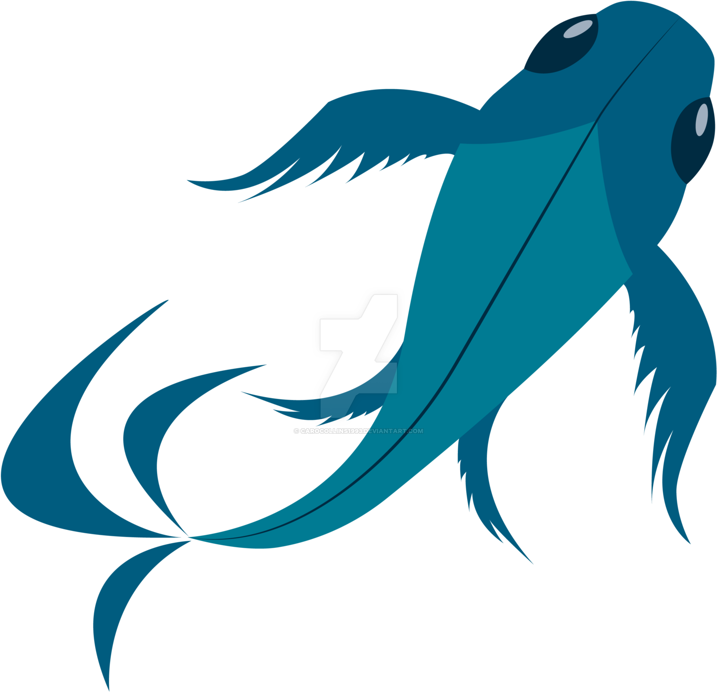 Blue Koi Fish By Carocollins1993 - Blue Koi Fish Png (1600x1600)