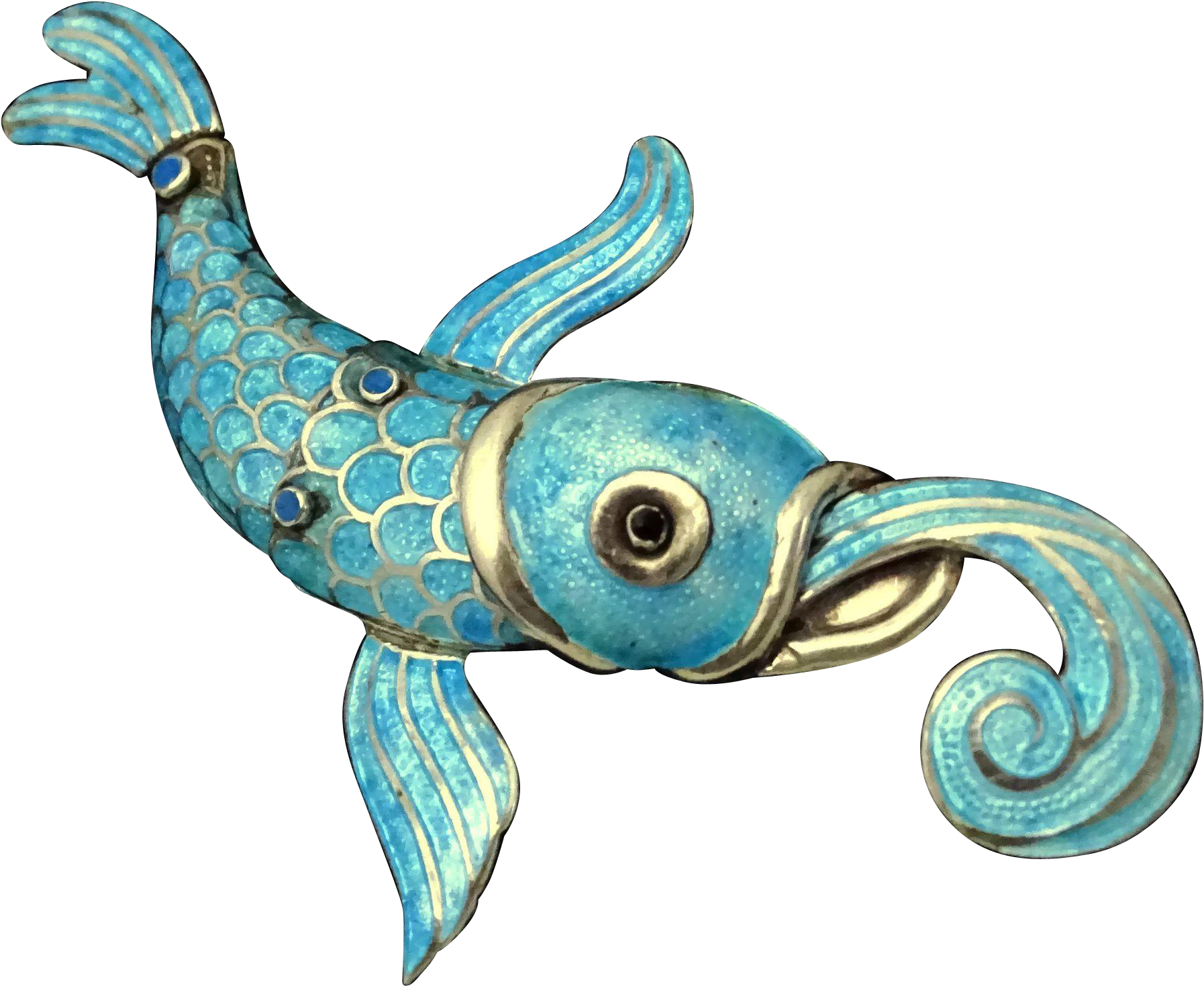 Huge Margot De Taxco Koi Fish In Waves Enamel Sterling - Vitreous Enamel (1793x1793)