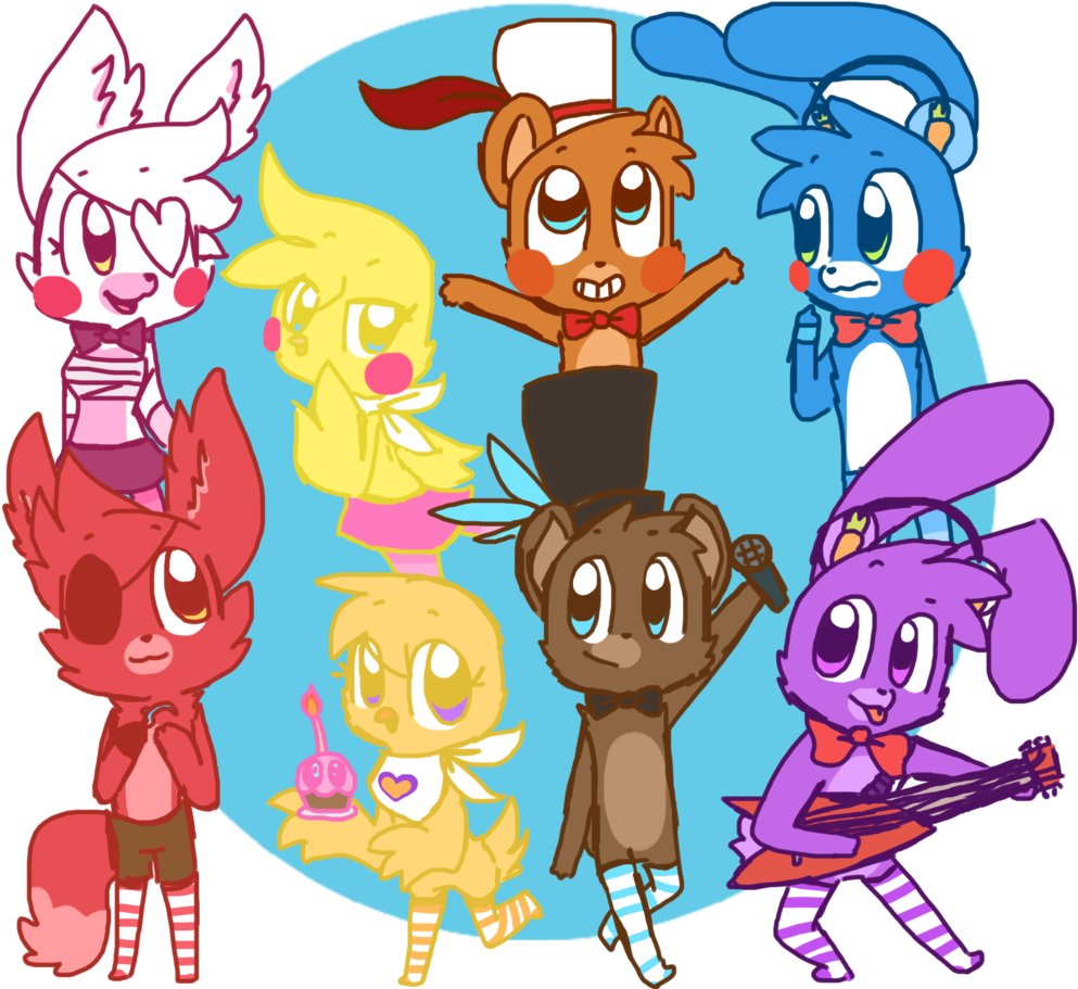 The Whole Gang Redo By Cookie And Her - Fnaf Cookie And Her Foxes Deviantart (1024x922)