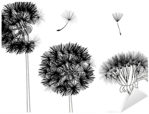 Three Isolated Black Dandelions Illustration Sticker - Dandelion (400x400)